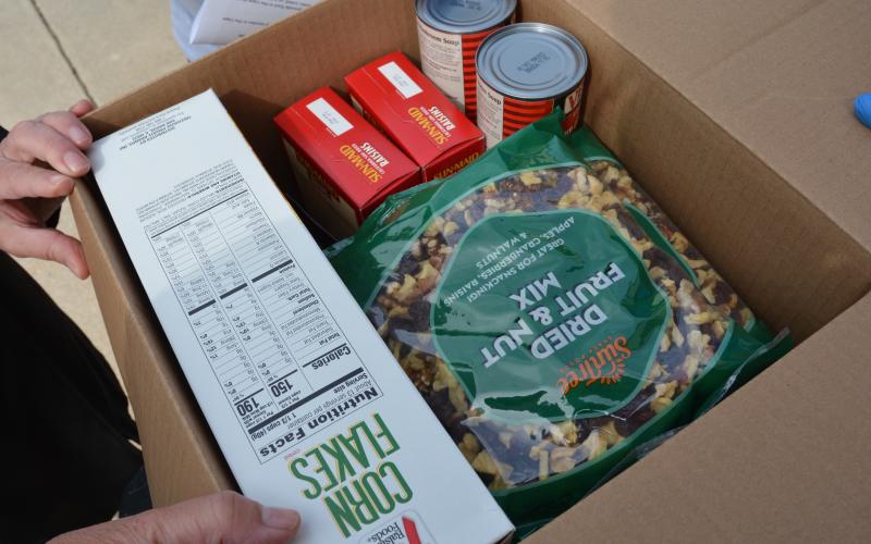 The box of food included a healthy supply of pre-packaged, nonrefrigerated, nonperishable items.